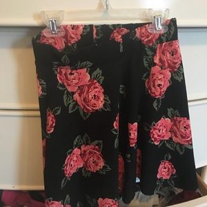 Black and flower high waisted skirt